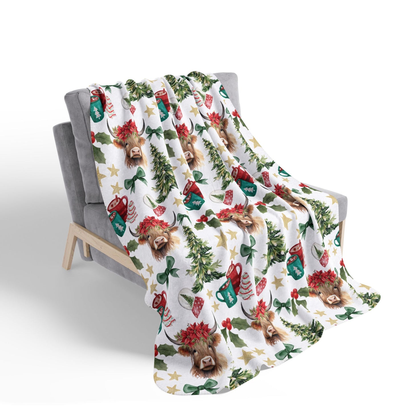 Cute Cow Christmas - Fleece Sherpa Blanket