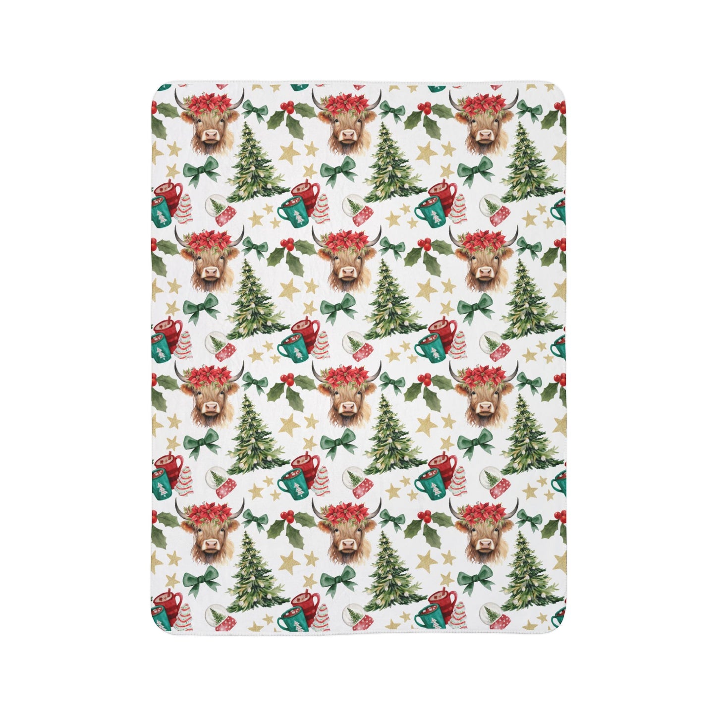 Cute Cow Christmas - Fleece Sherpa Blanket