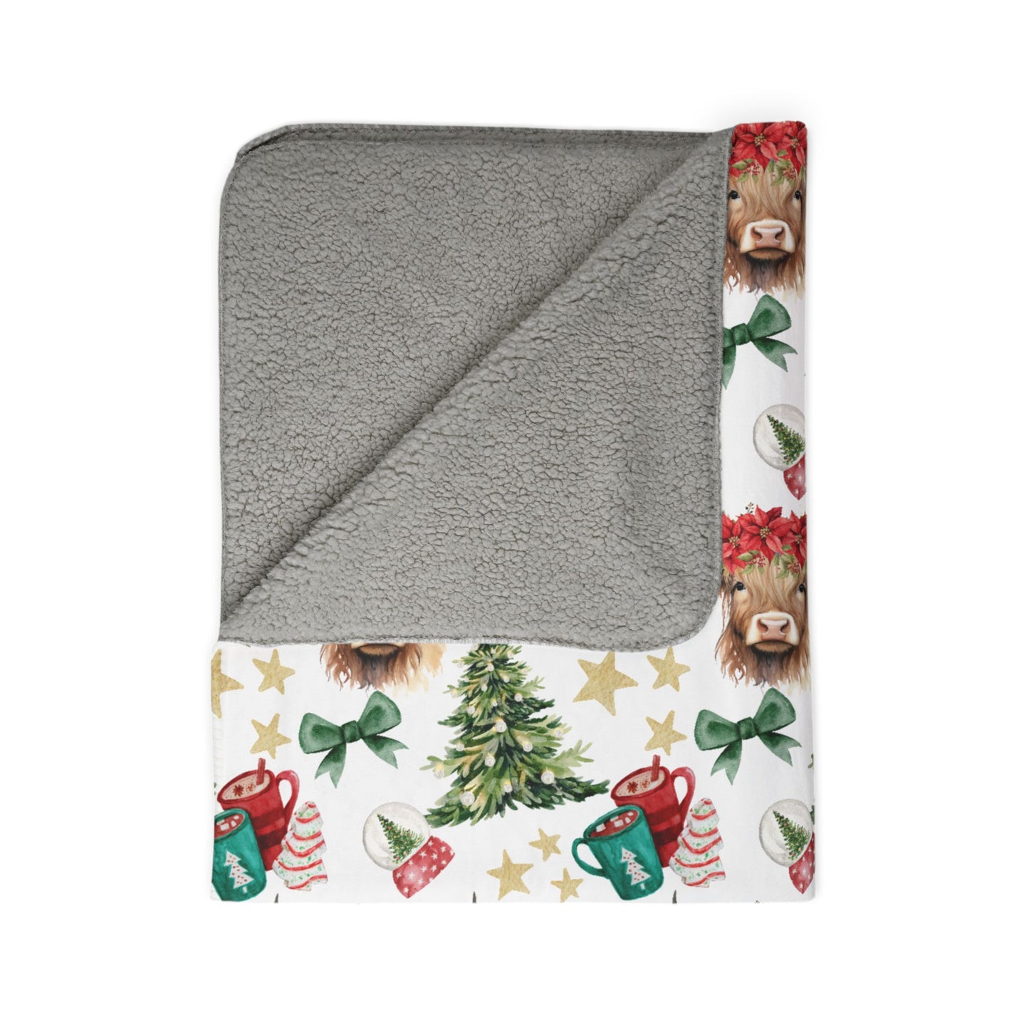 Cute Cow Christmas - Fleece Sherpa Blanket