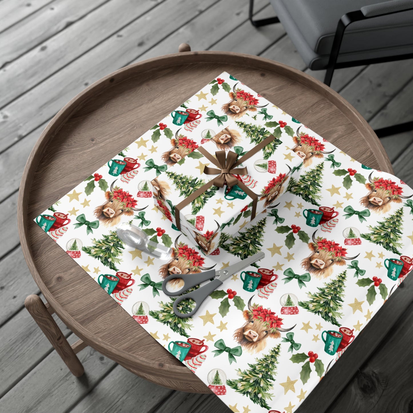 Cute Cow Christmas (White) Gift Wrap Papers