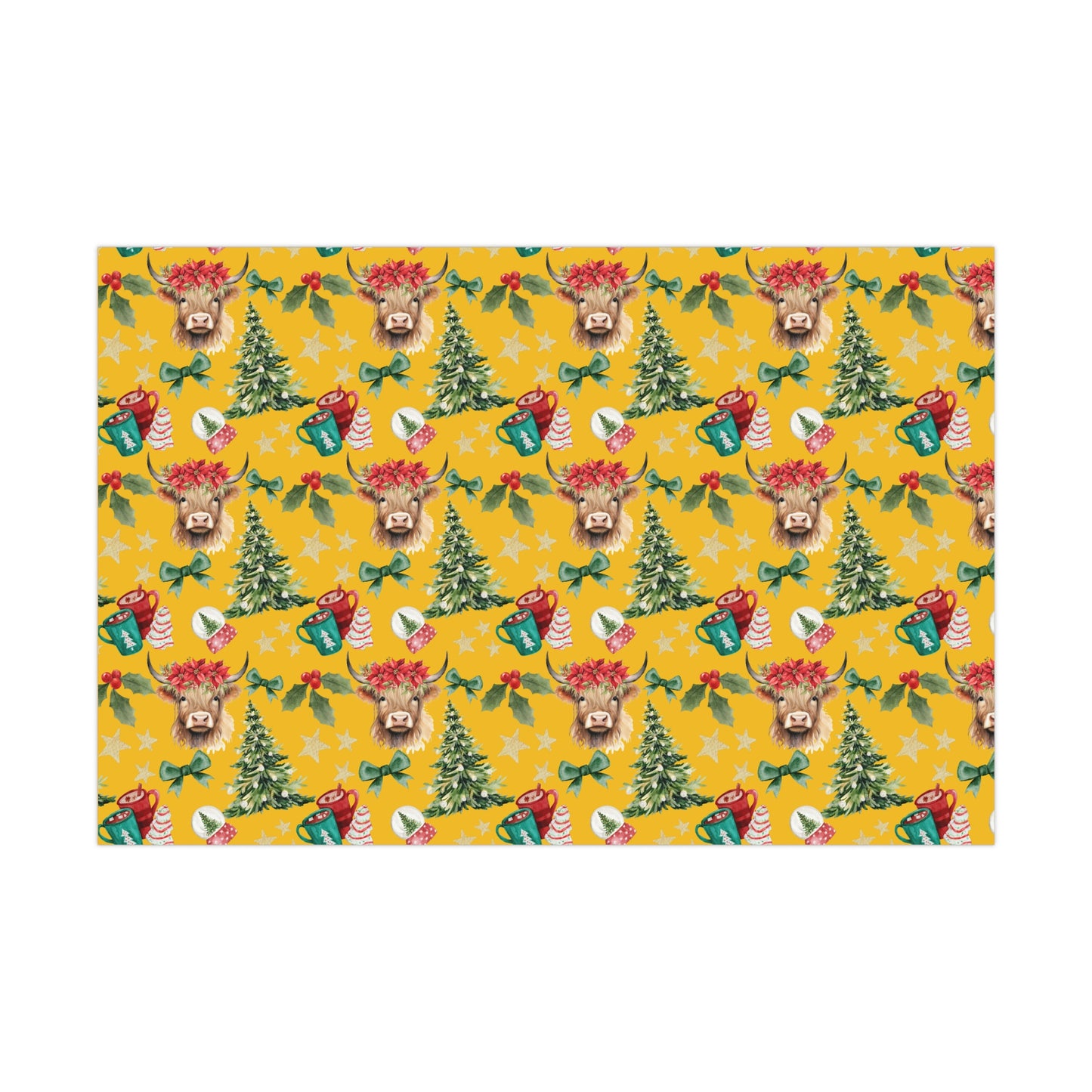 Cute Cow Christmas (Yellow) Gift Wrap Papers