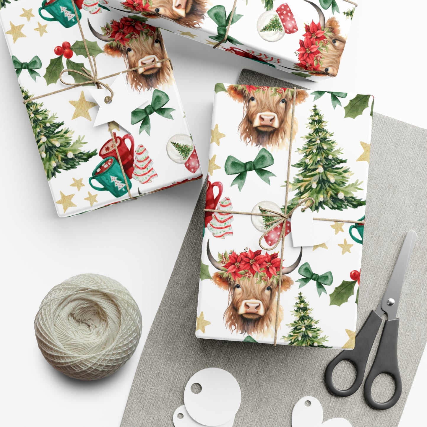 Cute Cow Christmas (White) Gift Wrap Papers