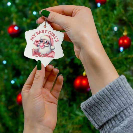 Baby Girl's First Christmas - Ceramic Ornament