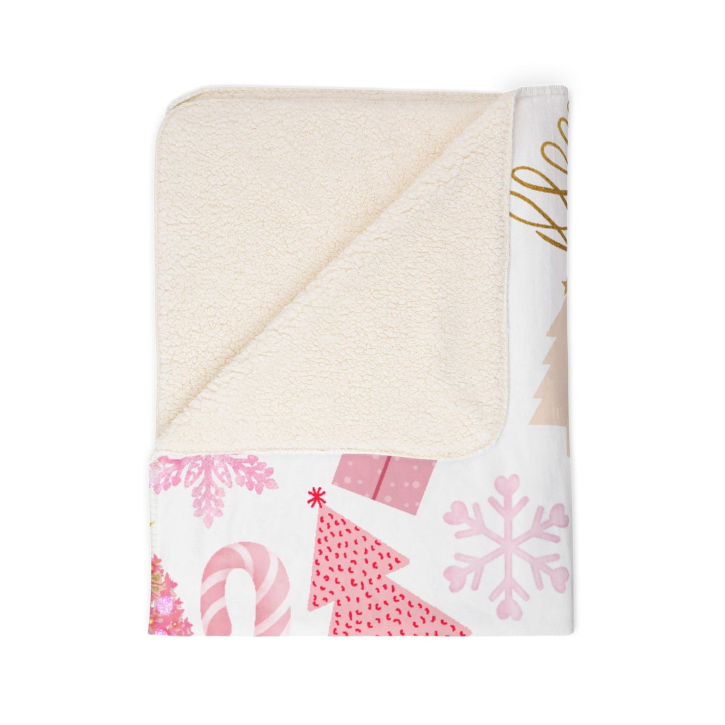 Pink Christmas - Fleece Sherpa Blanket