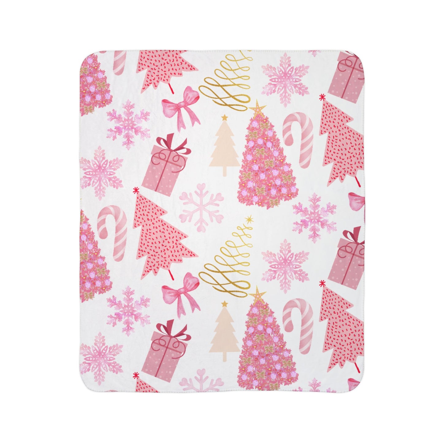 Pink Christmas - Fleece Sherpa Blanket