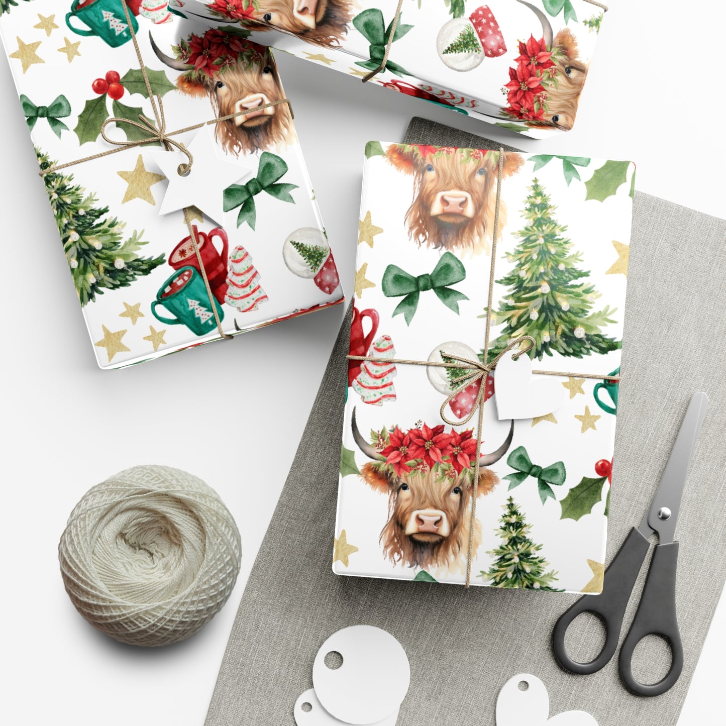 Cute Cow Christmas (White) Gift Wrap Papers